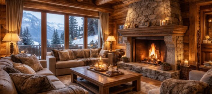 Aménager un chalet à Serre-Chevalier avec des boiseries authentiques et cheminée pierre